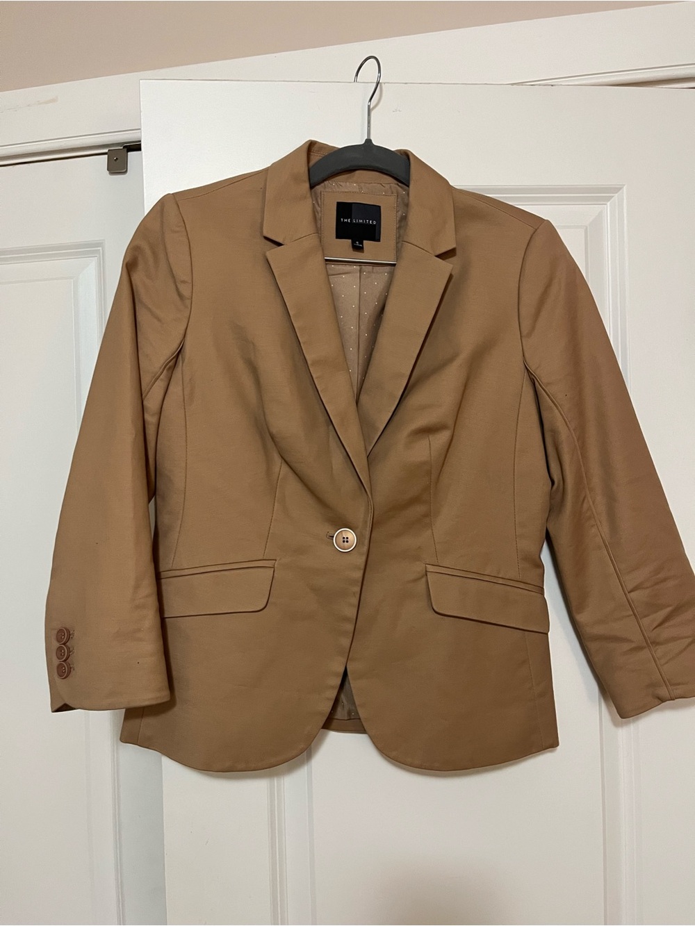 The Limited Women's Camel Tan Single-Button 3/4 sleeve Blazer